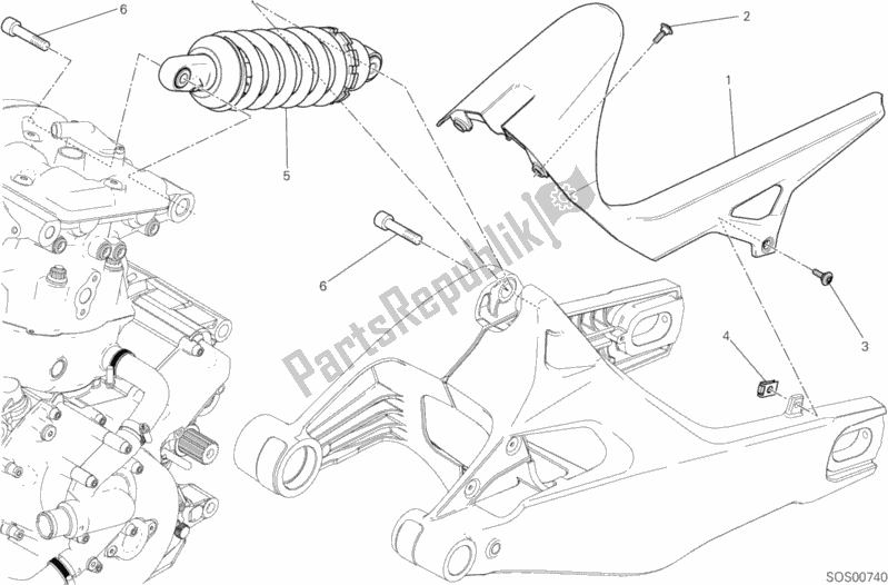Todas as partes de Sospensione Posteriore do Ducati Monster 821 Stripes USA 2015